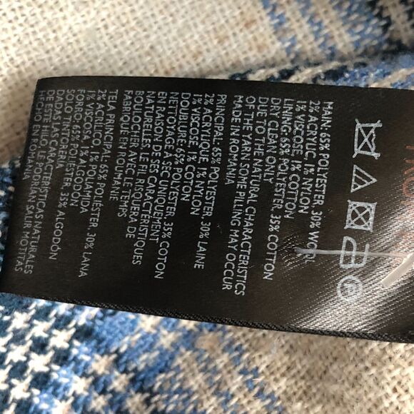 Urban Outfitters Blue White Plaid Shacket Boxy Oversized Wool Jacket Sz Small - Picture 11 of 15